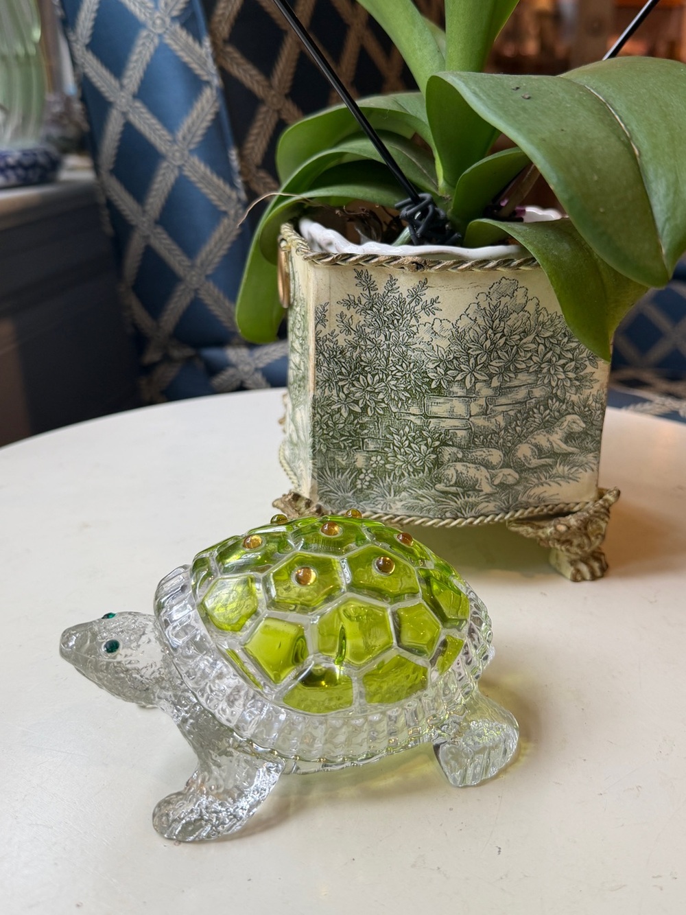 Lenox Crystal Diamonds and Pearls Turtle Covered Box